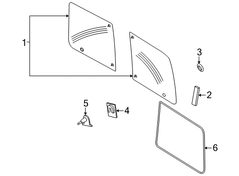 2013 Ford Transit Connect Back Door - Glass & Hardware Door Glass Retainer Bracket Diagram for 3T1Z-6140176-A