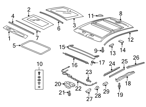 2010 Acura ZDX Sunroof Panel Assembly, Moving Glass (Privacy) (Pgw) Diagram for 70215-SZN-A02