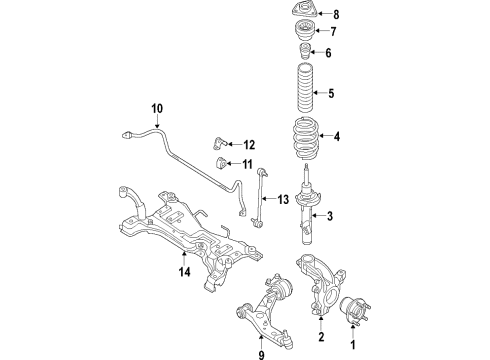 2015 Lincoln MKC Front Suspension Components, Lower Control Arm, Ride Control, Stabilizer Bar Damper Diagram for CV6Z-3F690-F