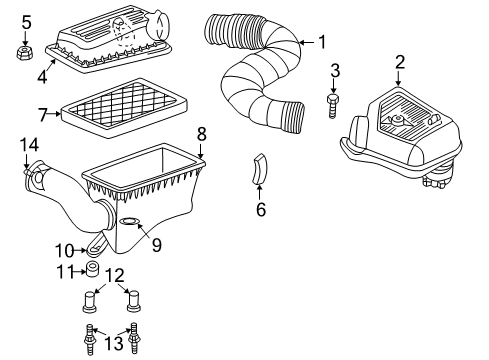 1998 Dodge Dakota Filters Air Cleaner Hose Diagram for 53030761