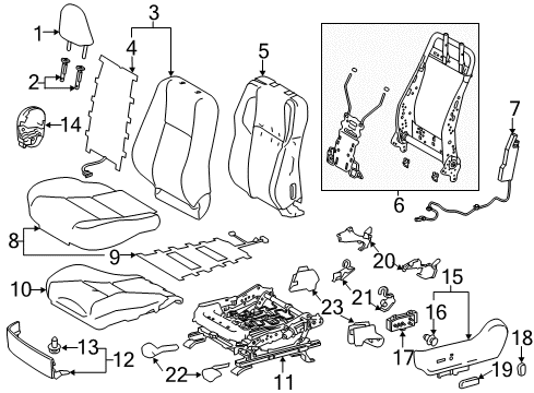 2019 Toyota Corolla Driver Seat Components Seat Back Heater Diagram for 87530-02040