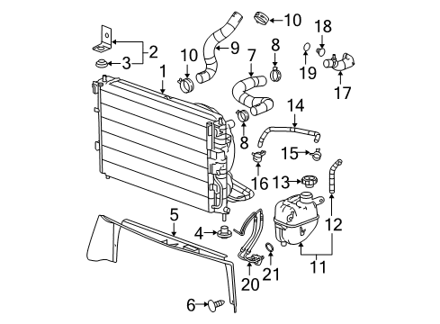 2009 Chevrolet Equinox Radiator & Components Cooler Line Diagram for 15781494