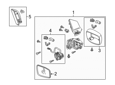 2010 Honda Odyssey Mirrors Mirror Assembly, Passenger Side Door (Ocean Mist Metallic) (Heated) Diagram for 76200-SHJ-A51ZA