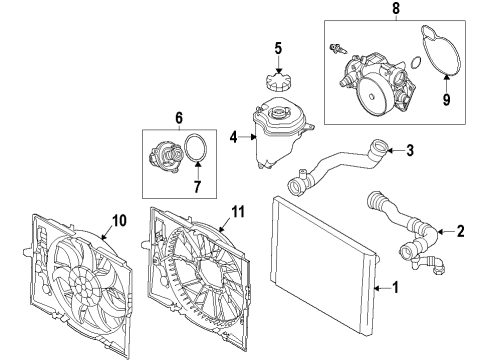 2011 BMW 740i Cooling System, Radiator, Water Pump, Cooling Fan Radiator Coolant Hose Diagram for 17127580955