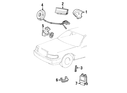 2001 Lincoln Town Car Air Bag Components Center Sensor Diagram for 1W1Z-14B006-AA