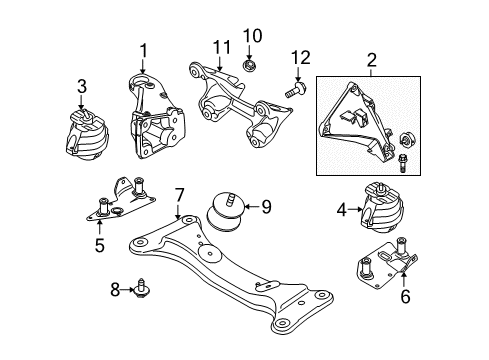 2009 BMW 335d Engine & Trans Mounting Automatic Transmission Mount Brace Diagram for 22326760305
