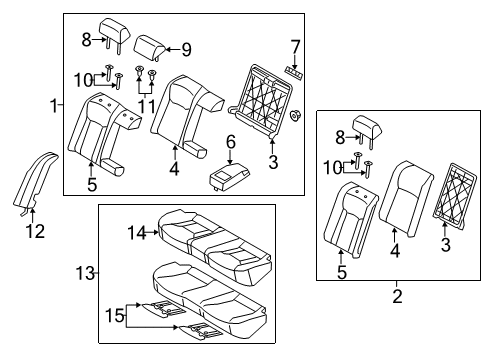 2012 Hyundai Azera Rear Seat Components Rear Right-Hand Seat Back Covering Assembly Diagram for 89460-3V630-XBC