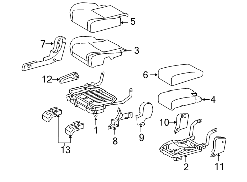 2015 Lexus RX450h Rear Seat Components Frame Sub-Assy, Center Seat Cushion Diagram for 71031-0E020