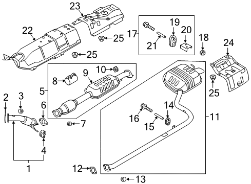 2016 Hyundai Sonata Exhaust Components Exhaust Manifold Catalytic Assembly Diagram for 28510-2EAA0