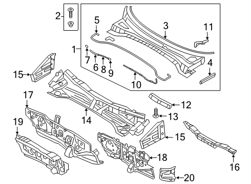 2018 Hyundai Tucson Cowl Cover Assembly-Cowl Top Diagram for 86150-D3000
