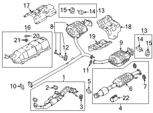 2018 Kia Cadenza Exhaust Components Front Muffler Assembly Diagram for 28610F6420