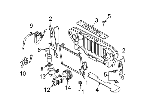 2004 Jeep Wrangler A/C Condenser, Compressor & Lines Line-A/C Liquid Diagram for 55037581AE