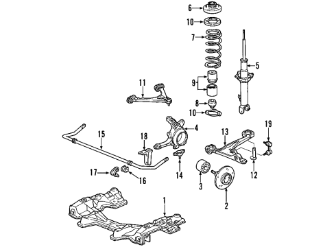 2007 Honda S2000 Front Suspension, Lower Control Arm, Upper Control Arm, Stabilizer Bar, Suspension Components Shock Absorber Unit, Left Front Diagram for 51606-S2A-A08