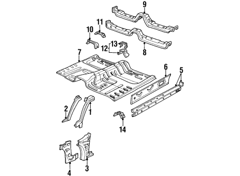 1995 Saturn SC1 Hinge Pillar, Rocker Panel, Floor Pan Panel Asm, Floor Complete Diagram for 21126158