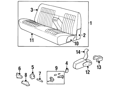 1993 Chevrolet K2500 Rear Seat Components Frame, Front Seat Cushion (W/Pad) Diagram for 15663191