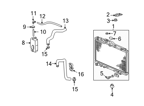 2002 Acura TL Radiator & Components Hose, Reserve Tank Diagram for 19103-P8E-A00