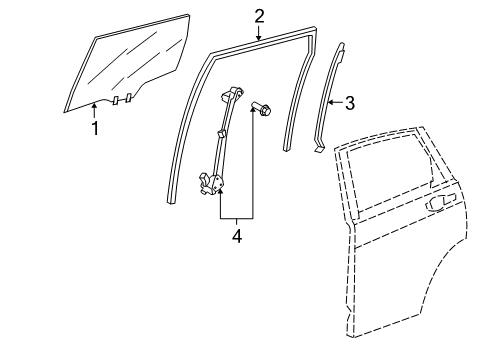 2007 Honda CR-V Rear Door Channel, Left Rear Door Run Diagram for 72775-SWA-A01