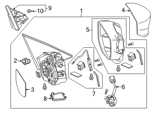 2015 Honda Crosstour Lane Departure Warning Mirror Assembly, Driver Side (R.C.) (Heated) Diagram for 76258-TP6-A51
