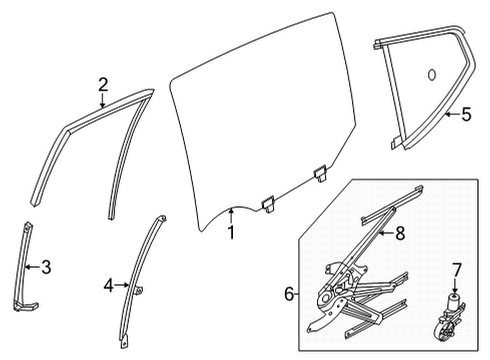 2022 Nissan Versa Front Door Glass & Hardware Sash Assy-Rear Door Partition, LH Diagram for 82223-5EF0A