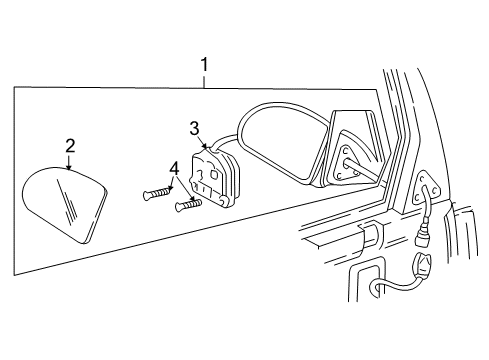 1999 Chevrolet Venture Outside Mirrors Glass Diagram for 12457580