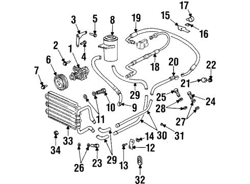 1992 BMW 850i P/S Pump & Hoses, Steering Gear & Linkage Pipe Diagram for 32411138479