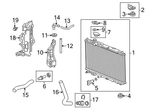 2015 Honda Civic Radiator & Components Radiator (Denso) Diagram for 19010-R1B-A51