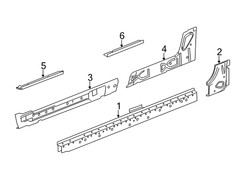 2018 GMC Yukon XL Rocker Panel Rocker Reinforcement Diagram for 23287541