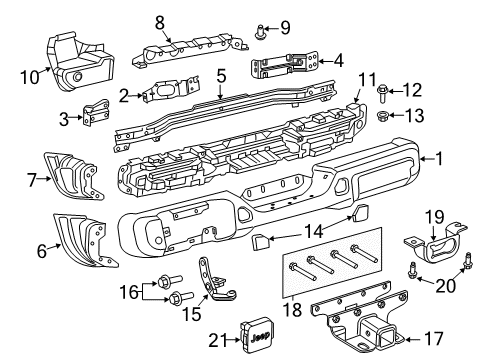 2021 Jeep Wrangler Bumper & Components, Trailer Hitch Components Receiver-Trailer Tow Diagram for 68251844AB