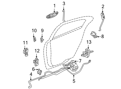 2001 Chrysler 300M Door & Components Link-Inside Handle To Latch Diagram for 4574011AC