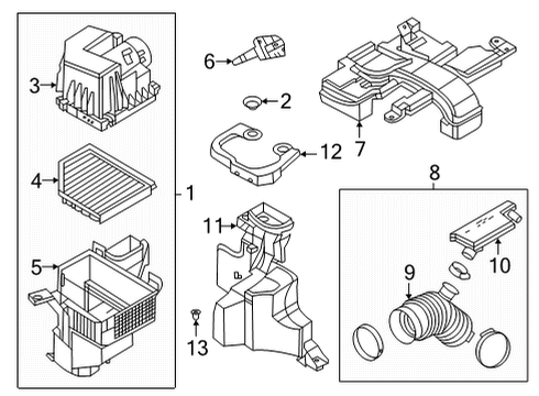 2022 Nissan Sentra Air Intake Air Cleaner Housing Cover Diagram for 16526-6LB0B