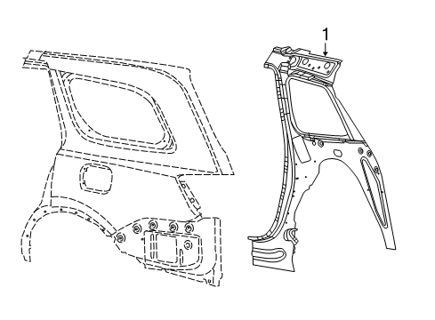 2019 Jeep Grand Cherokee Inner Structure - Quarter Panel Panel-Body Side Aperture Inner Diagram for 68312262AA