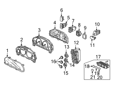 2003 Honda Civic Instruments & Gauges Case Assembly Diagram for 78120-S5A-A56