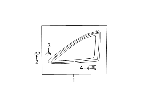 2003 Honda Civic Quarter Panel - Glass & Hardware Clip B, Quarter Glass Diagram for 91502-S5S-E00