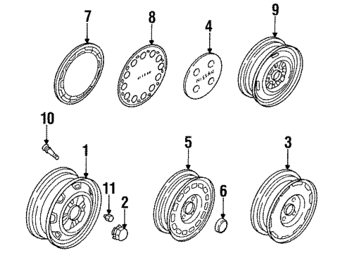 1988 Nissan Sentra Wheels, Covers & Trim Disc Wheel Cap Diagram for 40315-53A01