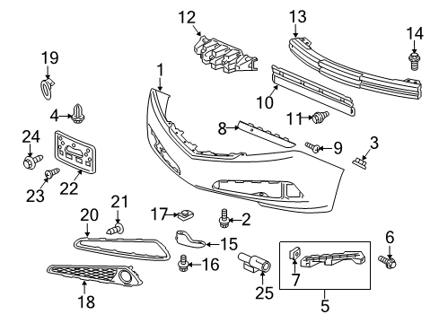 2013 Acura ZDX Front Bumper Grommet, Bumper Side Diagram for 90101-SHJ-A01