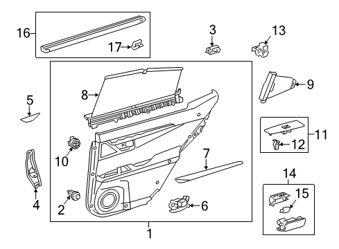 2016 Lexus ES300h Interior Trim - Rear Door WEATHERSTRIP, Rear Door Diagram for 68173-06160