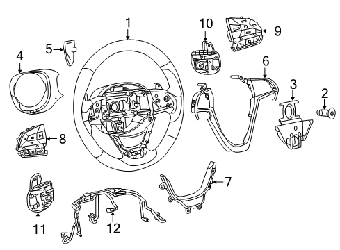 2014 Jeep Grand Cherokee Steering Column, Steering Wheel & Trim, Shaft & Internal Components, Shroud, Switches & Levers Wiring-Steering Wheel Diagram for 68222849AB