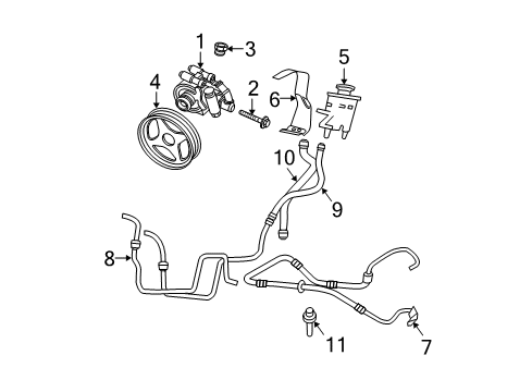 2003 Lincoln Navigator P/S Pump & Hoses, Steering Gear & Linkage Lower Hose & Tube Diagram for 2L7Z-3A713-AB