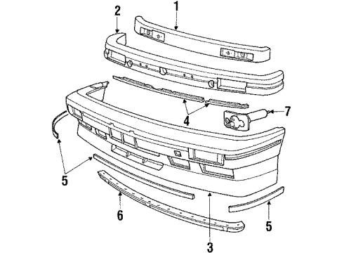 1991 BMW M3 Front Bumper Trim Panel Diagram for 51111952454