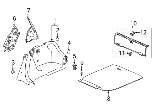 2020 Honda Accord Interior Trim - Rear Body Lining Assy., R. Trunk Side *NH85L* (GRAY ELEVEN) Diagram for 84601-TVA-A02ZA