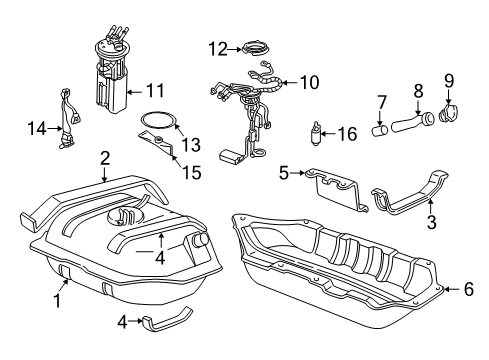 2002 Chevrolet Blazer Fuel Supply Filler Pipe Diagram for 15191596