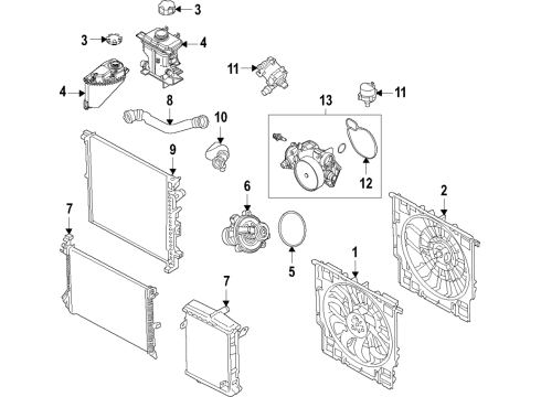 2021 BMW M550i xDrive Cooling System, Radiator, Water Pump, Cooling Fan HOSE, EXPANSION TANK-CYLINDE Diagram for 17128682197