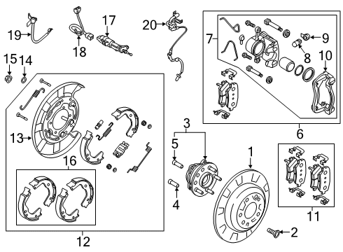 2020 Kia Stinger Brake Components Packing Rear Brake Assembly Diagram for 58250G9000