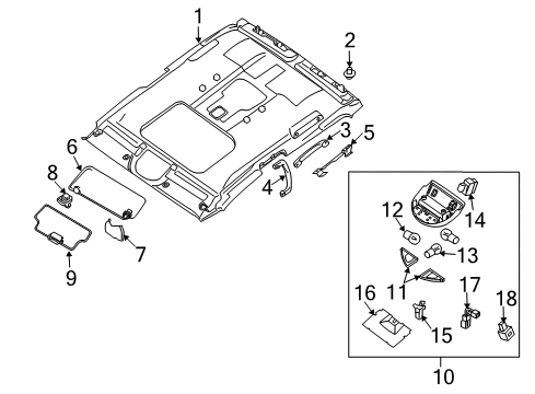 2009 Nissan Titan Sunroof Bin-Aux SUNGLASS Diagram for 26416-7S020