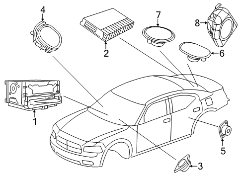 2020 Dodge Charger Navigation System Speaker-Sub WOOFER Diagram for 68043035AC