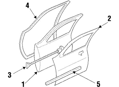 1999 Pontiac Grand Prix Front Door Sealing Strip Asm-Front Side Door Bottom Auxiliary Diagram for 10290648