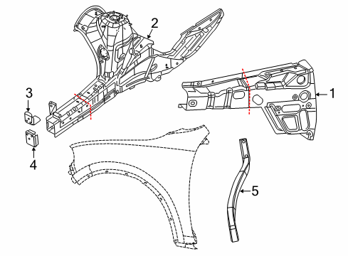 2018 Dodge Durango Structural Components & Rails Fender Diagram for 68085198AE