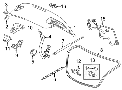 2015 Chevrolet Malibu Trunk Lid Weatherstrip Diagram for 23133418