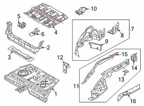 2020 BMW 228i xDrive Gran Coupe Rear Floor & Rails Cross-Member, Rear Axle Support, Bottom Diagram for 41007408605