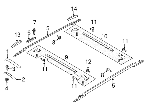 2021 Ford Expedition Exterior Trim - Roof Roof Molding Retainer Diagram for JL1Z-7850002-AA